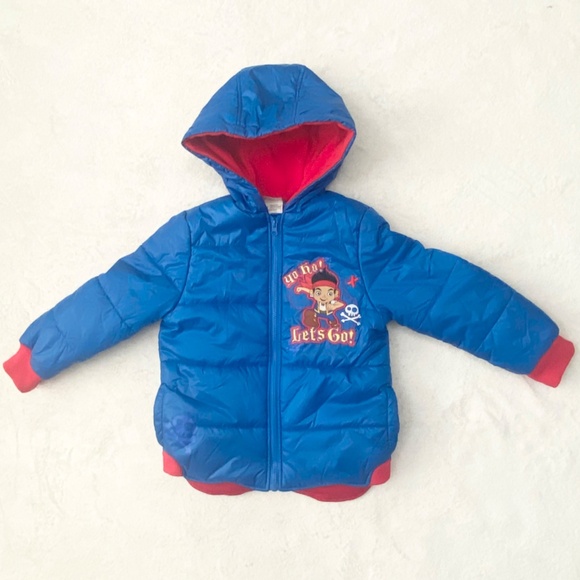 Disney Boys Jake Pirate Puffer Quilted jacket 5/6 - Picture 1 of 9